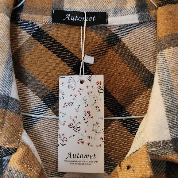 Automet Womens 2XL Plaid Shacket Flannel - Picture 4 of 8